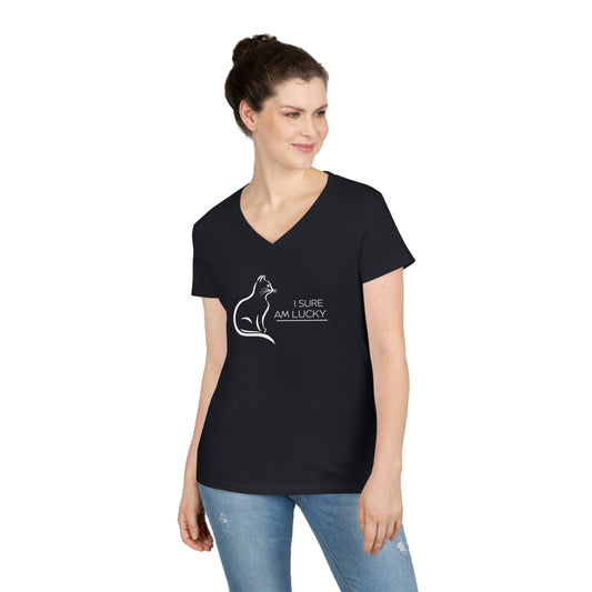 I Sure Am Lucky - Ladies' V-Neck T-Shirt
